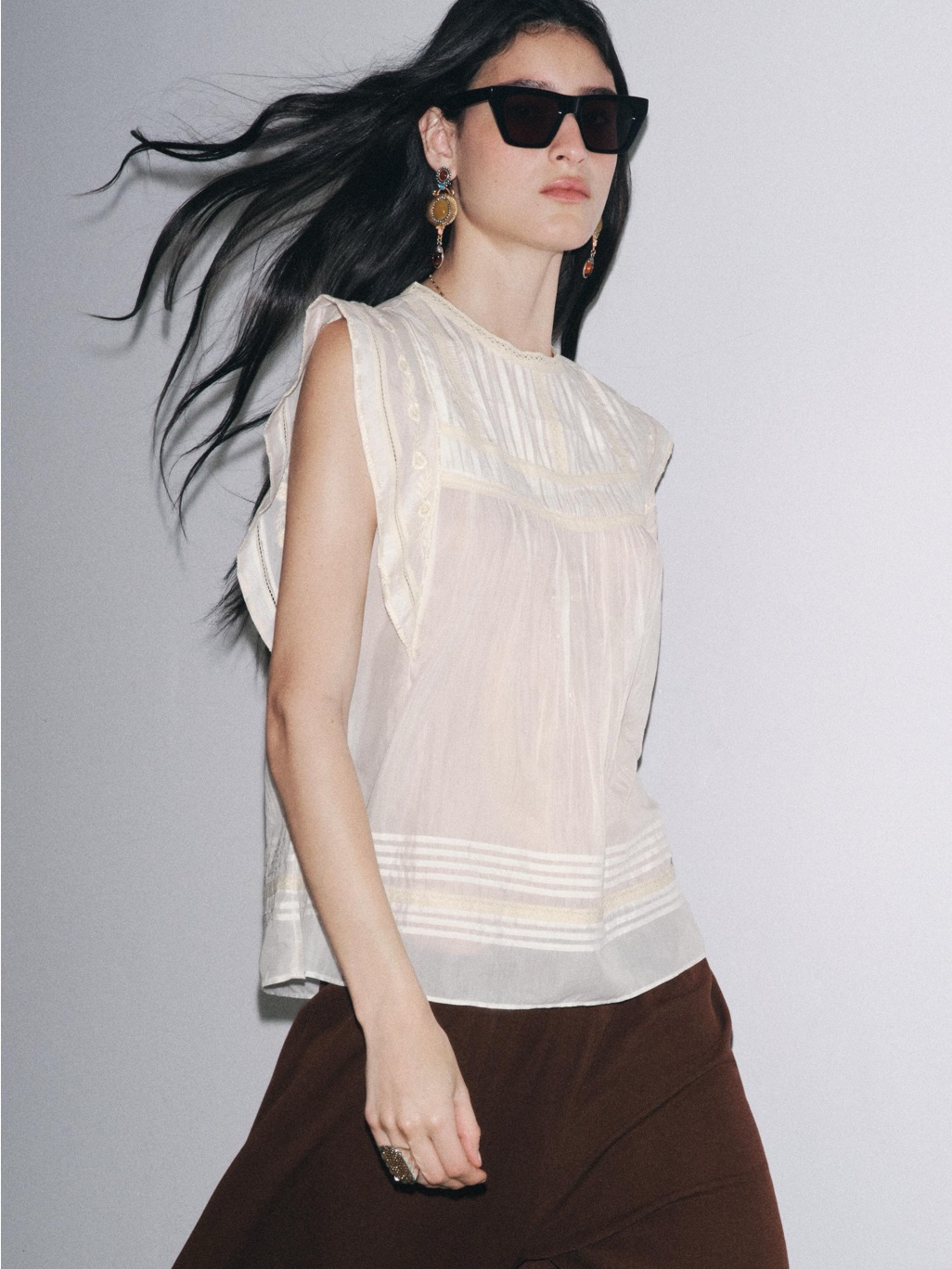 Zw Collection Embroidered Ecru Blouse